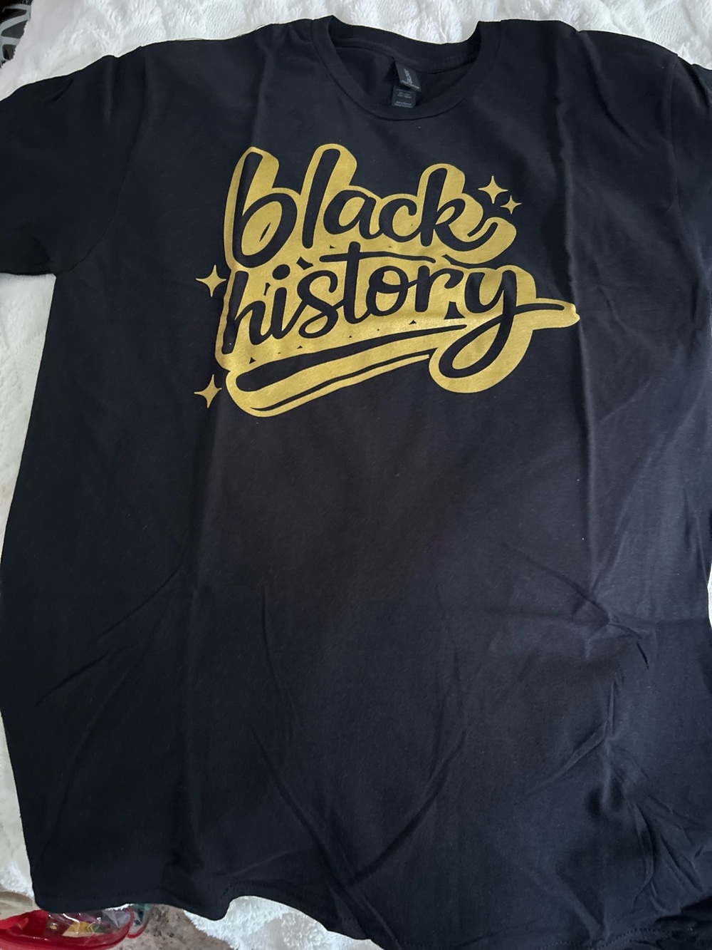 Black 'Black History' Graphic Tee in Gold Script